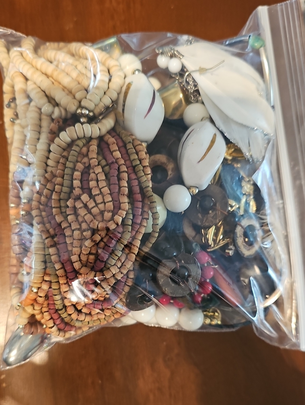 1 Pound Boho Multicolor Seed Bead and Shell Necklace Costume Jewelry